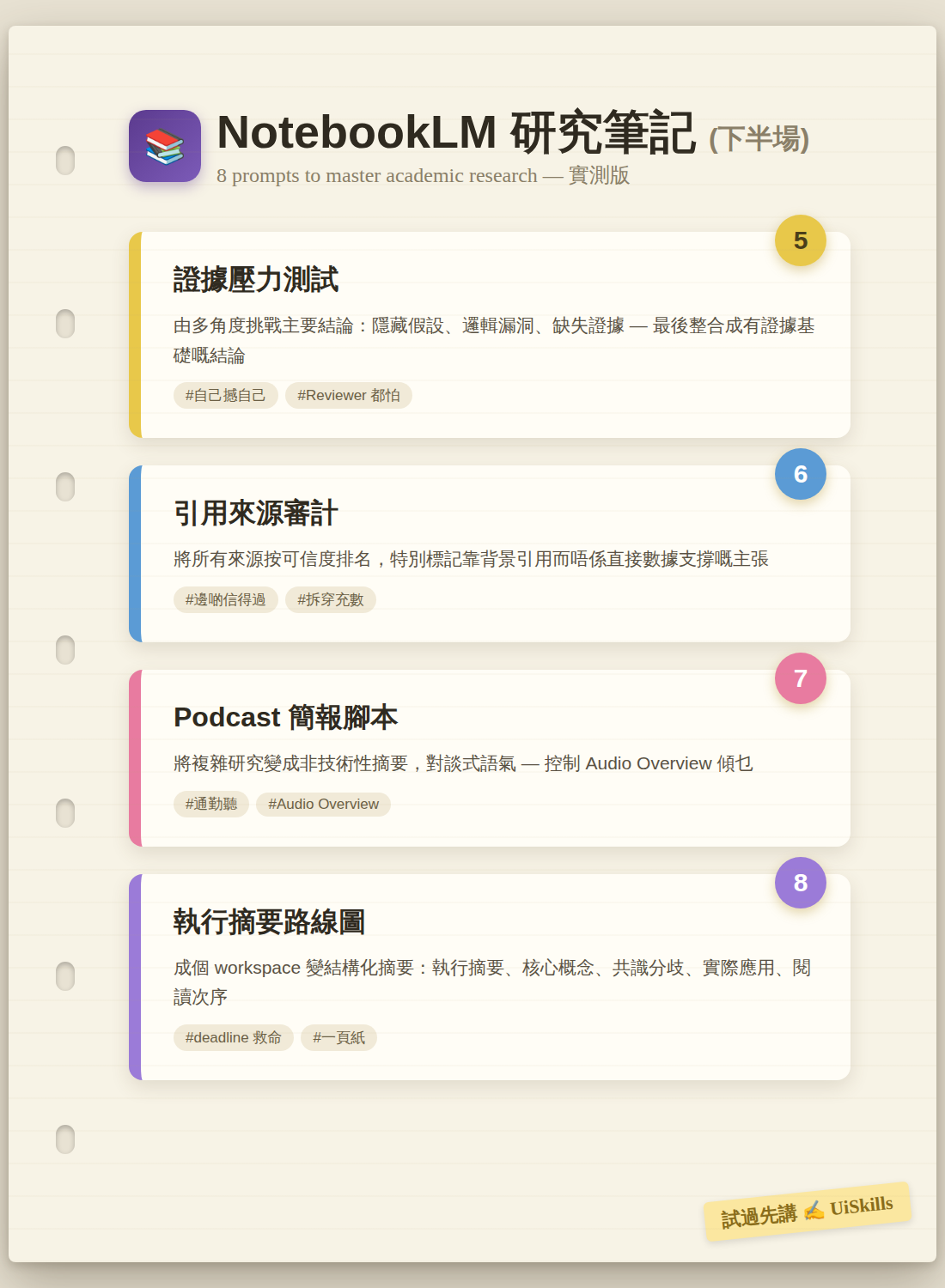 NotebookLM 8 個 Prompts（下半場 5-8）