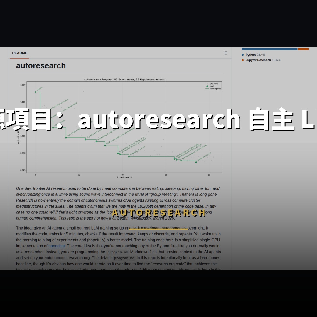 9.3 萬星開源項目：autoresearch 自主 LLM 實驗框架