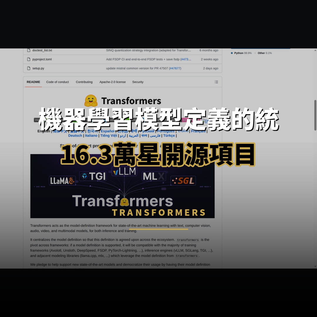 16.3 萬星開源項目：Transformers — 機器學習模型定義的統一框架