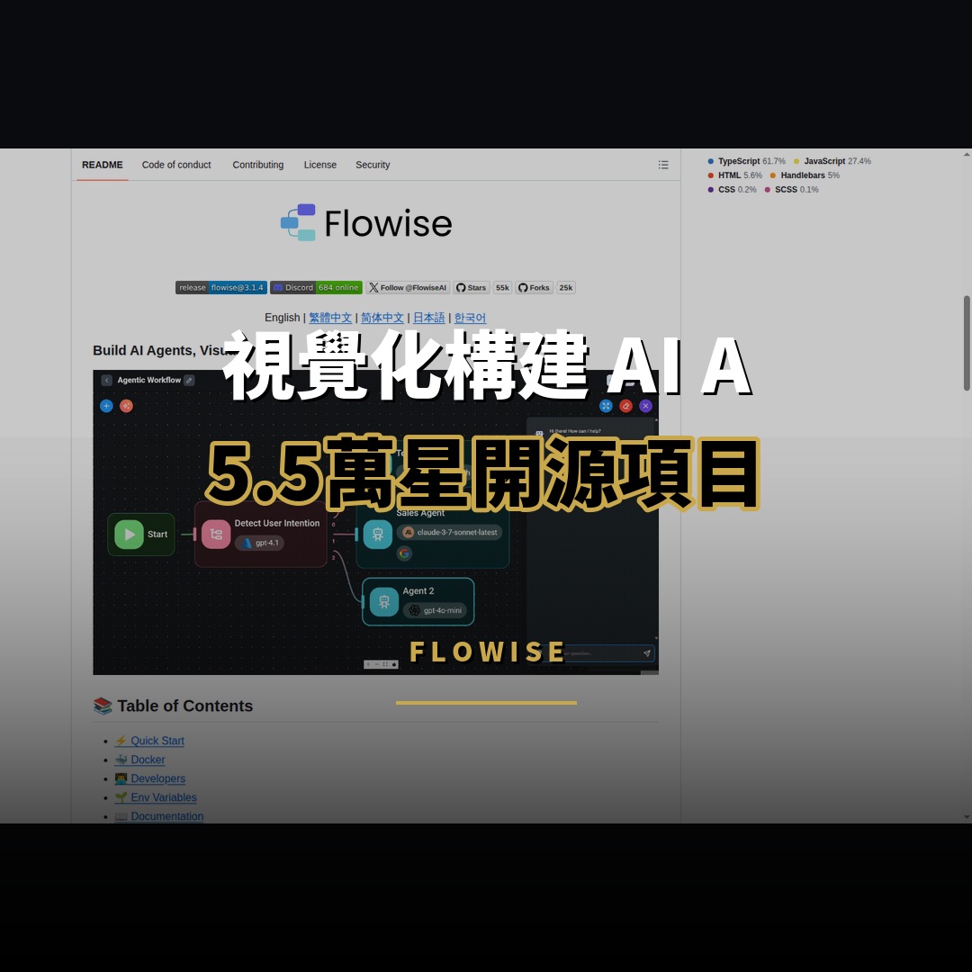 5.5 萬星開源項目：Flowise — 視覺化構建 AI Agent