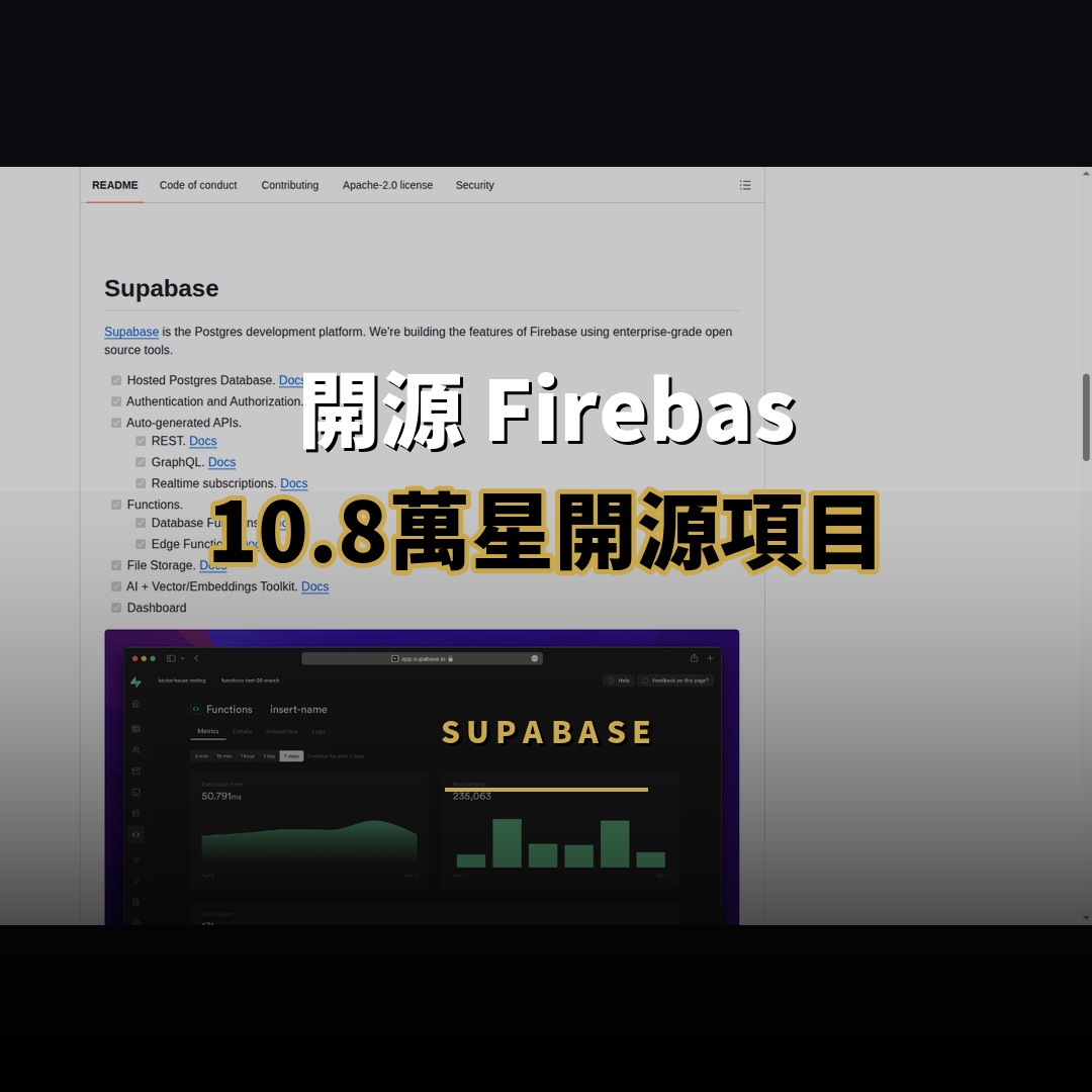 10.8 萬星開源項目：Supabase — 開源 Firebase 替代方案