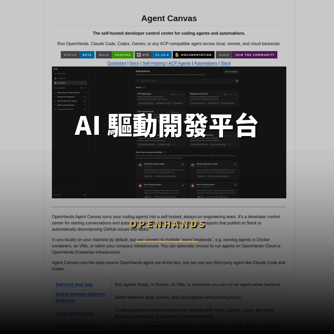 83,398 星開源項目：OpenHands — AI 驅動開發平台