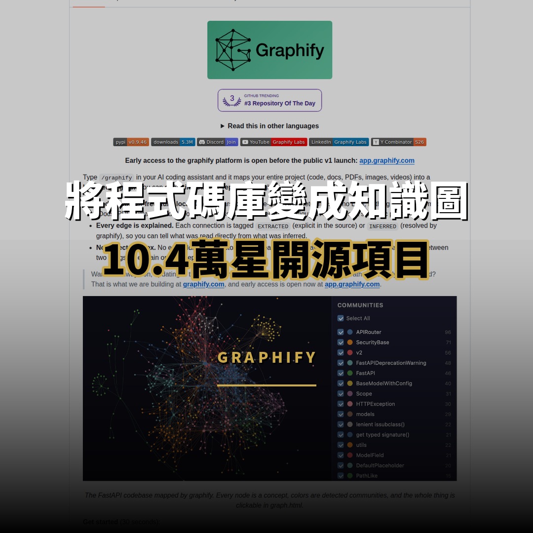 10.4 萬星開源項目：Graphify — 將程式碼庫變成知識圖譜