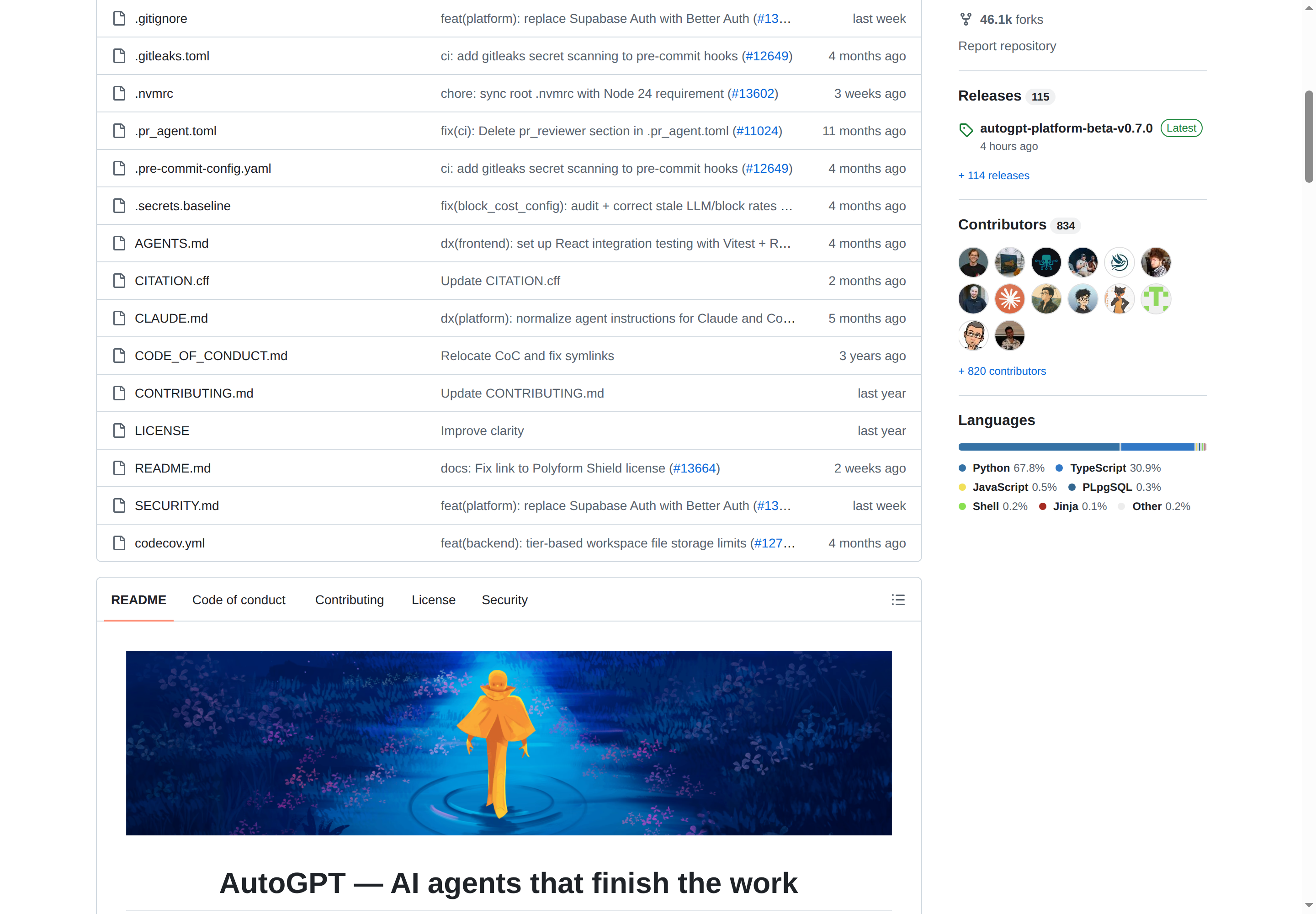 AutoGPT README 核心內容（四大介面 + 名人背書）