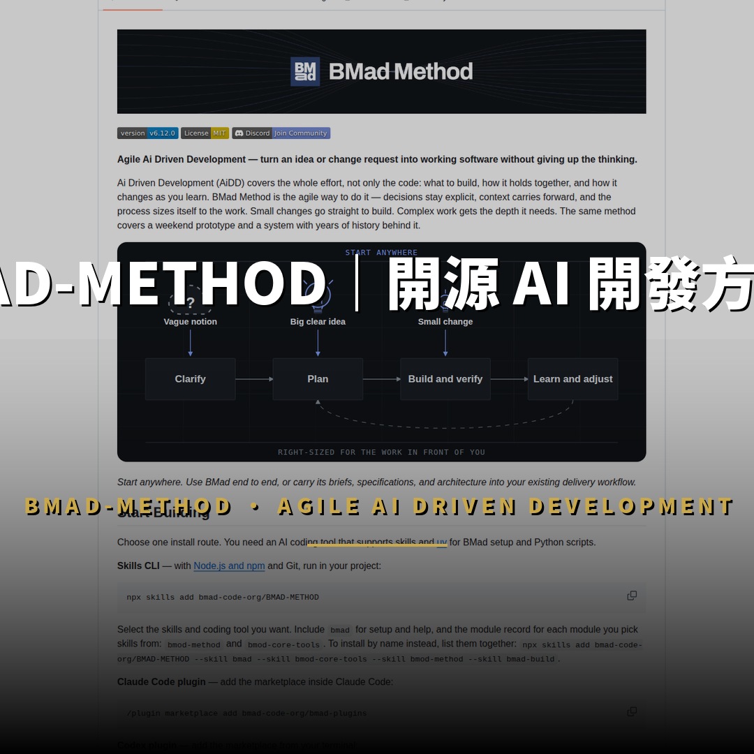 BMAD-METHOD 開源：5.35 萬星 AI 開發方法論