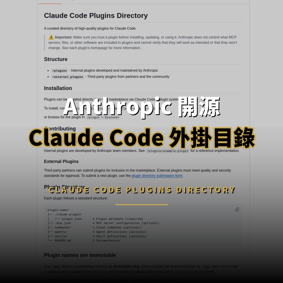Anthropic 開源 Claude Code 外掛目錄：35.8k 星