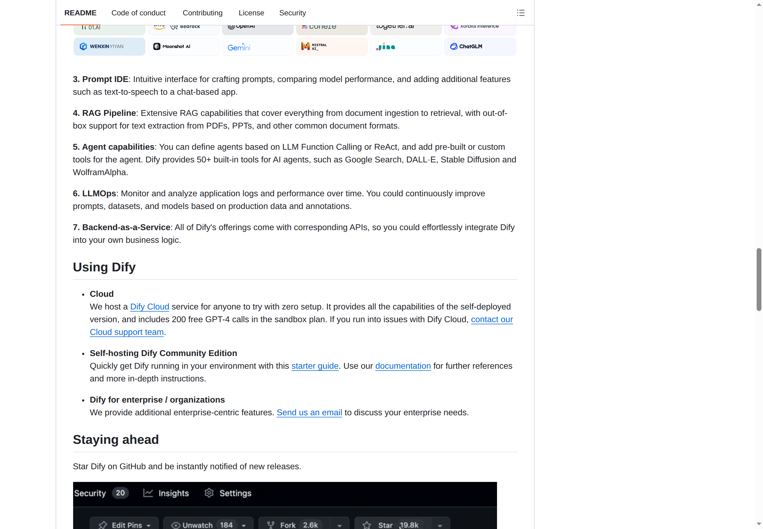 dify README 核心功能與 Agent 工具介紹