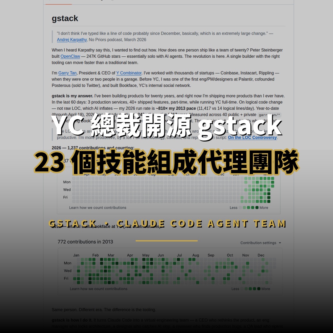 gstack 開源：YC 總裁的 Claude Code 代理團隊