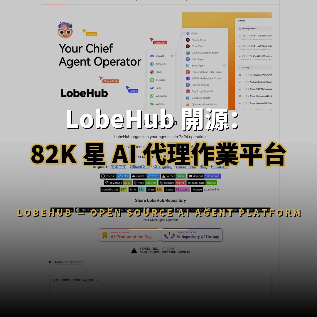 LobeHub 開源：82K 星 AI 代理團隊作業平台