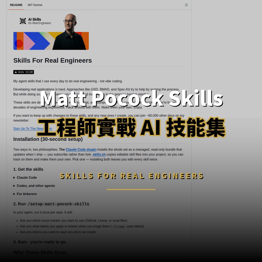 21.5 萬星開源項目：Matt Pocock Skills — 工程師 AI 技能集