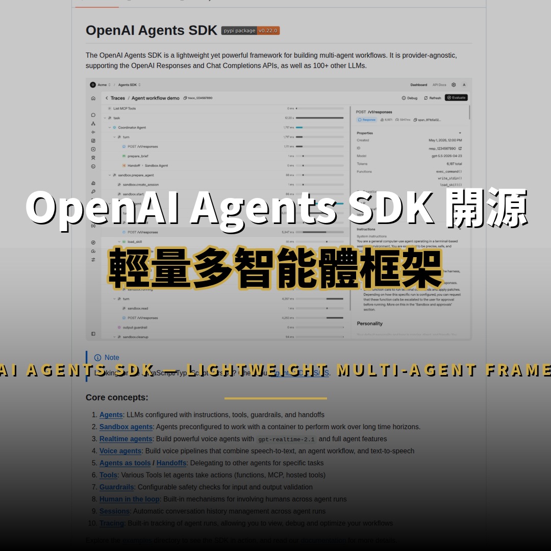 OpenAI Agents SDK 開源：輕量多智能體框架