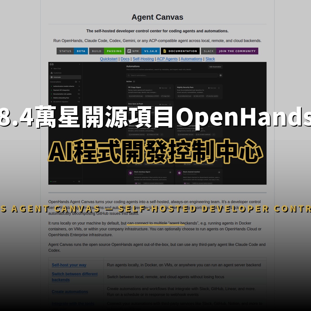 8.4萬星開源項目OpenHands：AI程式開發控制中心