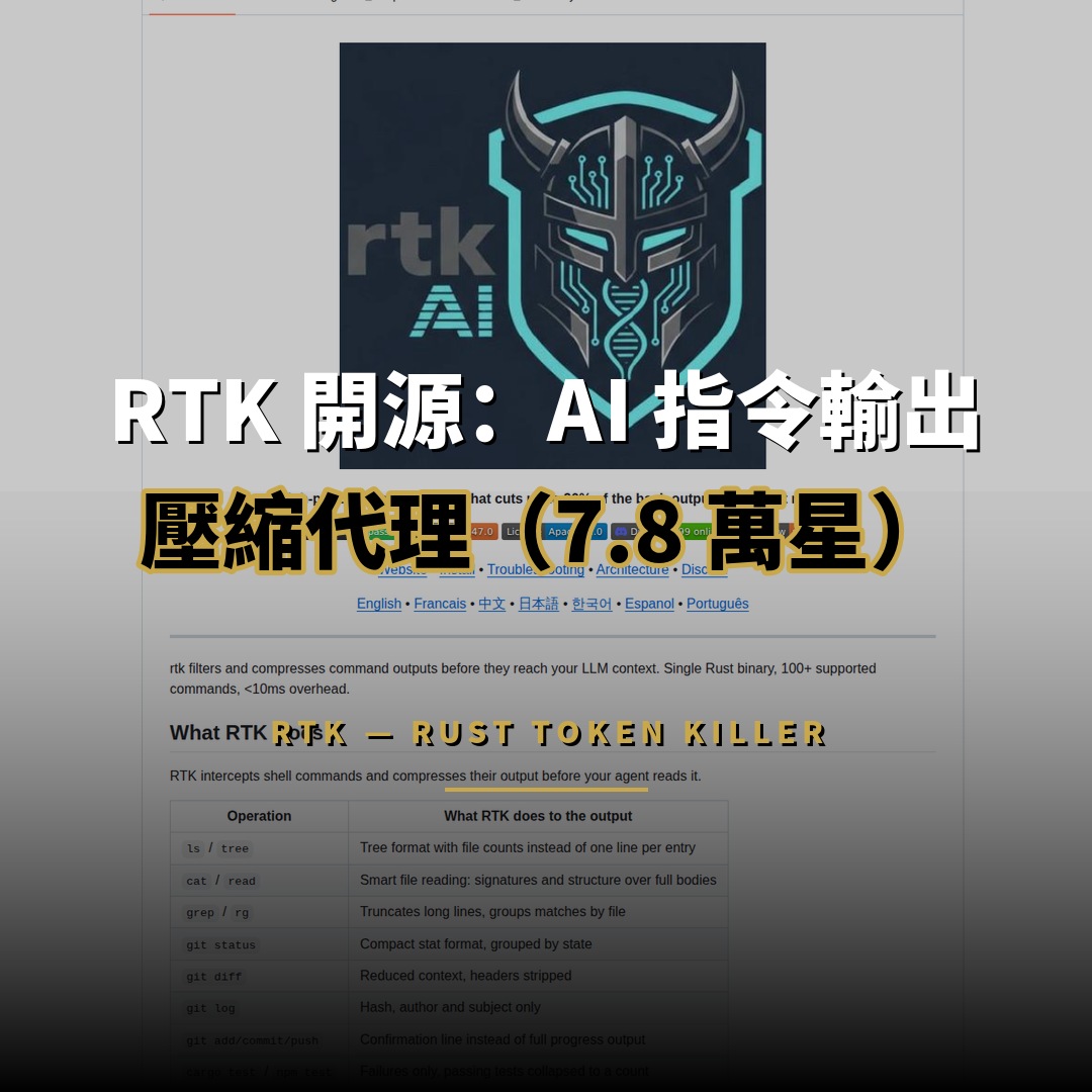 RTK 開源：Rust 開發的 AI 指令輸出壓縮代理