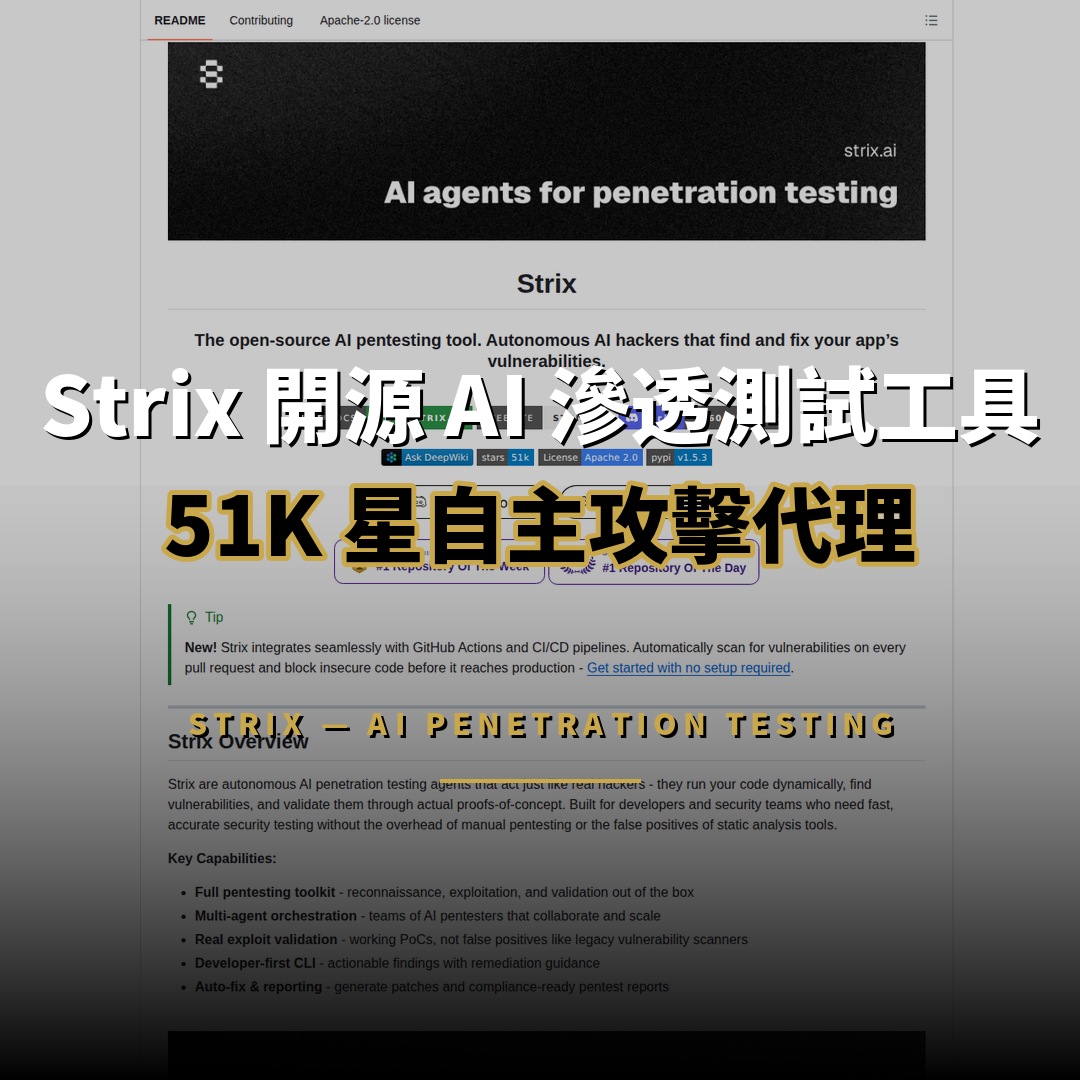 51K 星開源項目：Strix — 自主 AI 滲透測試工具