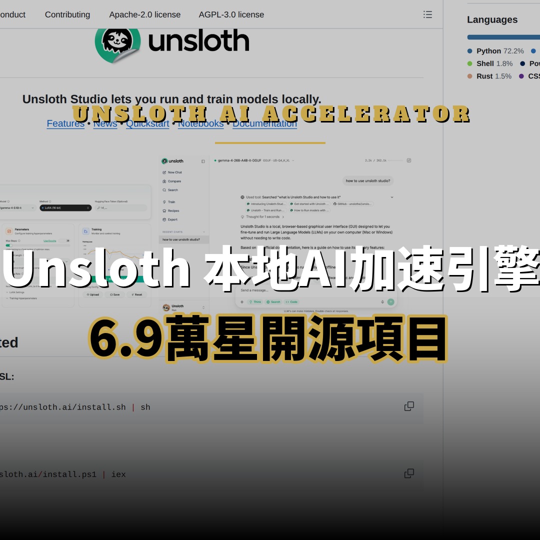 6.9 萬星開源項目：Unsloth — 本地 AI 加速引擎