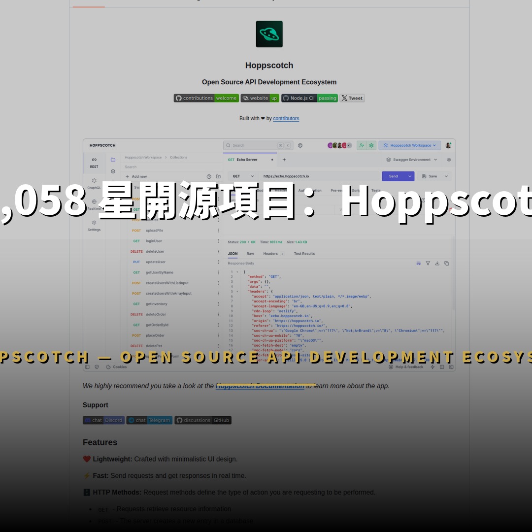 80,058 星開源項目：Hoppscotch — 開源 API 開發工具